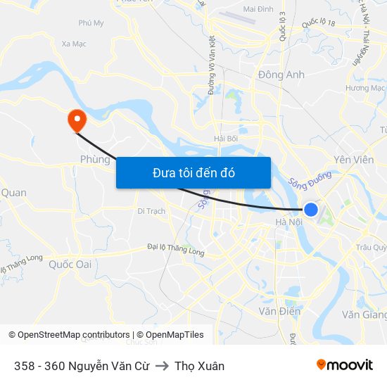 358 - 360 Nguyễn Văn Cừ to Thọ Xuân map