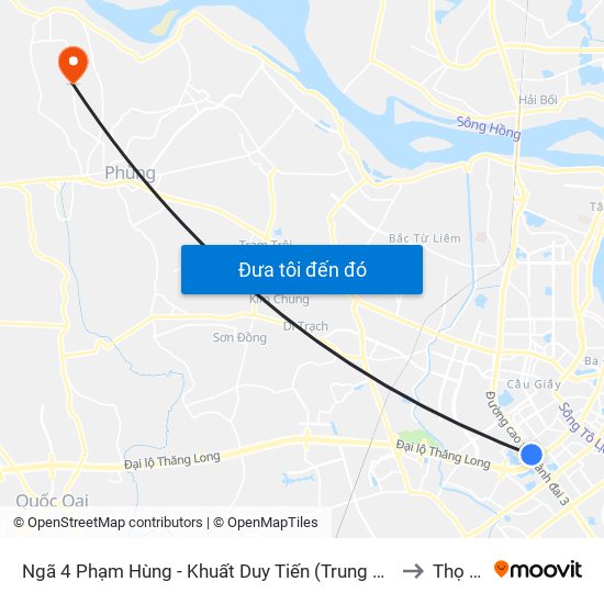 Ngã 4 Phạm Hùng - Khuất Duy Tiến (Trung Tâm Hội Nghị Quốc Gia) to Thọ Xuân map