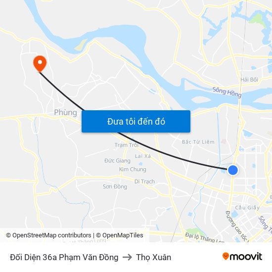 Đối Diện 36a Phạm Văn Đồng to Thọ Xuân map