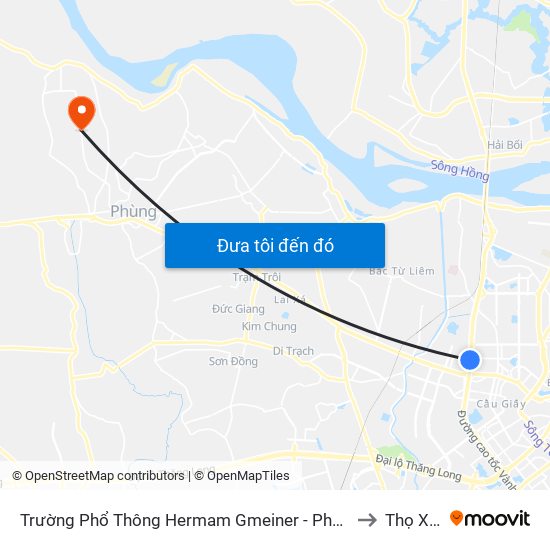 Trường Phổ Thông Hermam Gmeiner - Phạm Văn Đồng to Thọ Xuân map