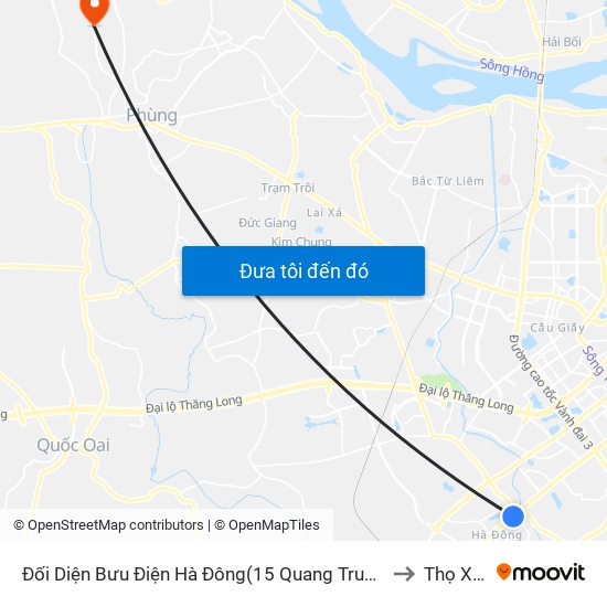 Đối Diện Bưu Điện Hà Đông(15 Quang Trung Hà Đông) to Thọ Xuân map