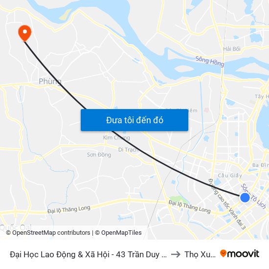 Đại Học Lao Động & Xã Hội - 43 Trần Duy Hưng to Thọ Xuân map