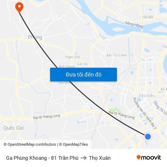 Ga Phùng Khoang - 81 Trần Phú to Thọ Xuân map