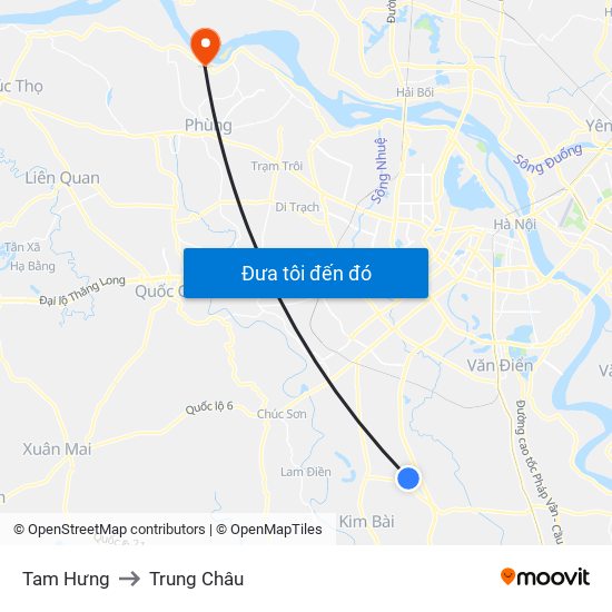 Tam Hưng to Trung Châu map