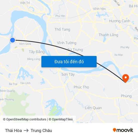 Thái Hòa to Trung Châu map