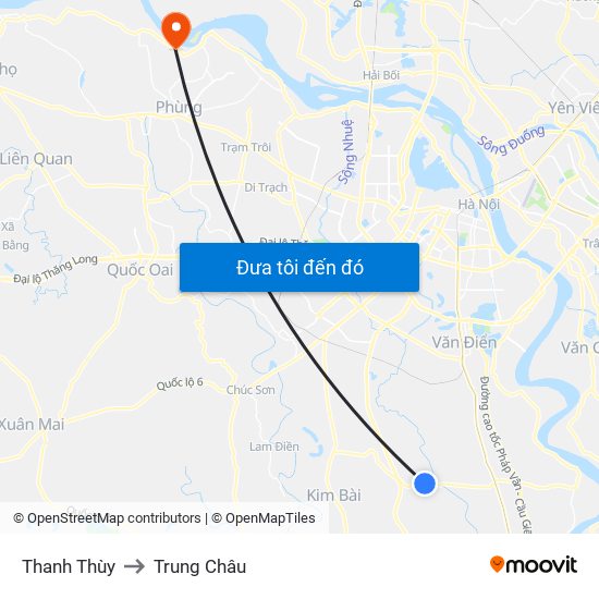 Thanh Thùy to Trung Châu map