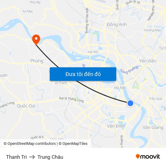 Thanh Trì to Trung Châu map