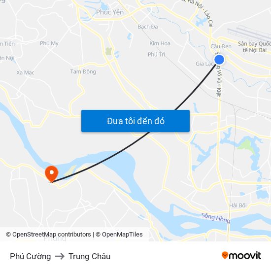 Phú Cường to Trung Châu map