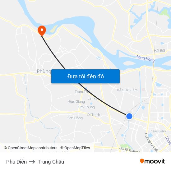 Phú Diễn to Trung Châu map