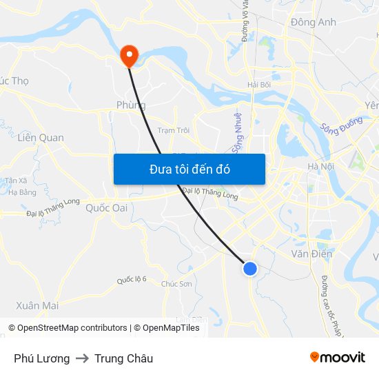 Phú Lương to Trung Châu map