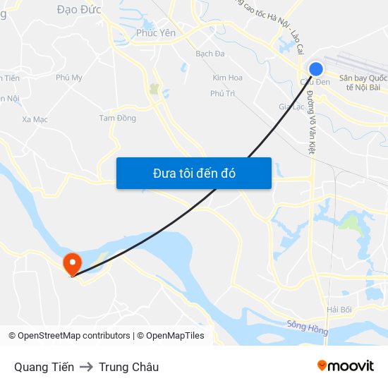 Quang Tiến to Trung Châu map