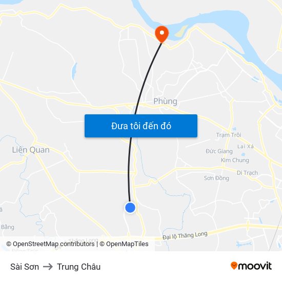 Sài Sơn to Trung Châu map