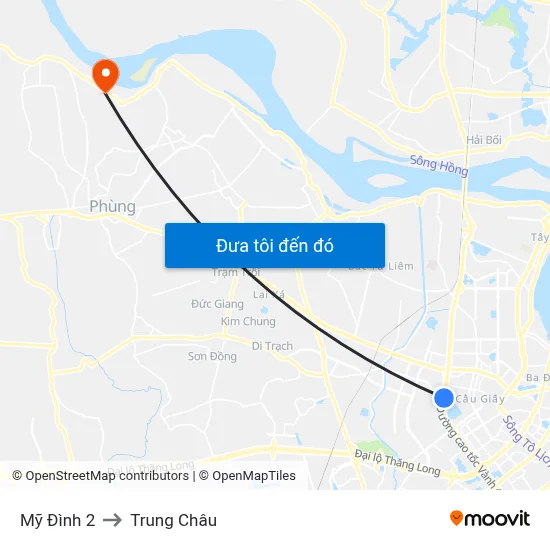 Mỹ Đình 2 to Trung Châu map