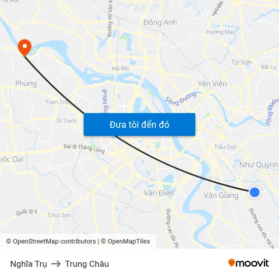 Nghĩa Trụ to Trung Châu map