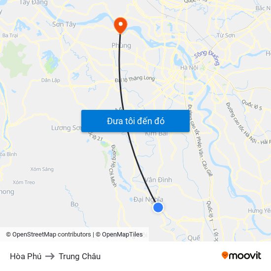 Hòa Phú to Trung Châu map