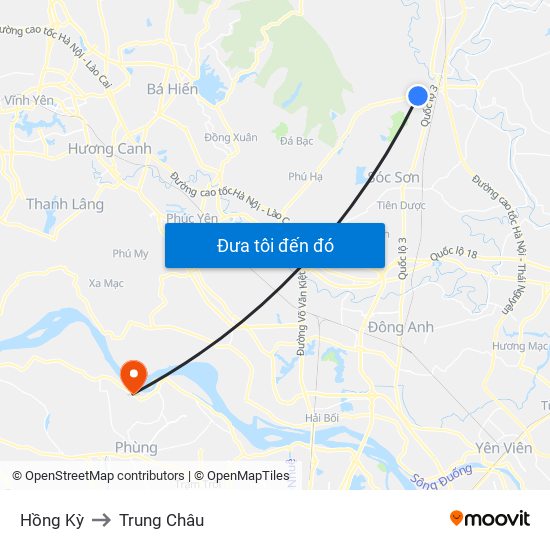 Hồng Kỳ to Trung Châu map