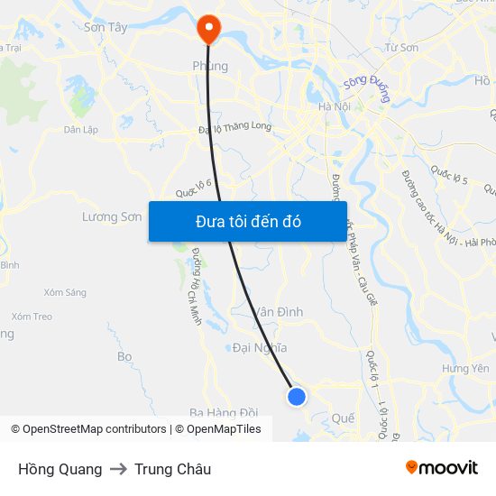 Hồng Quang to Trung Châu map