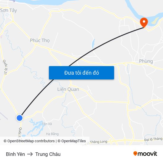 Bình Yên to Trung Châu map