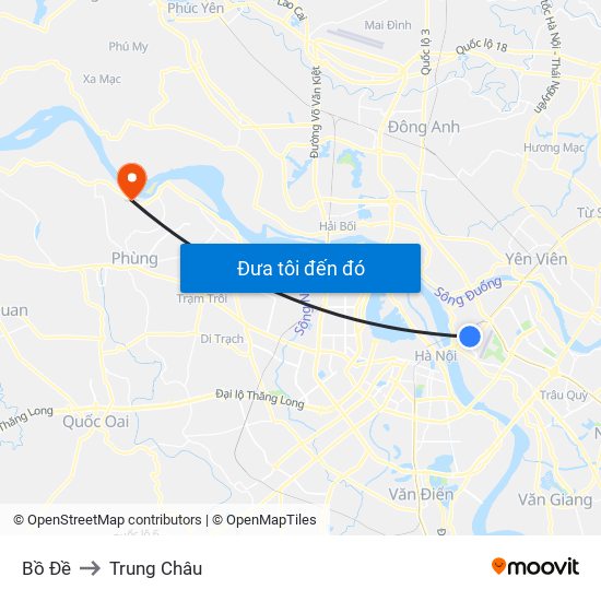 Bồ Đề to Trung Châu map