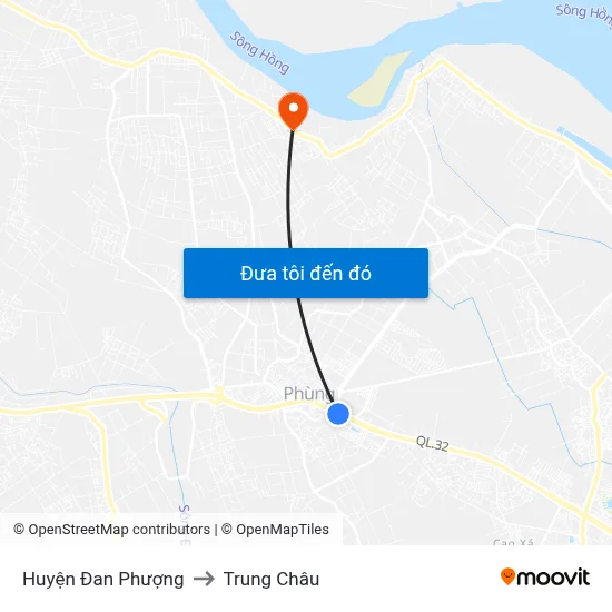 Huyện Đan Phượng to Trung Châu map