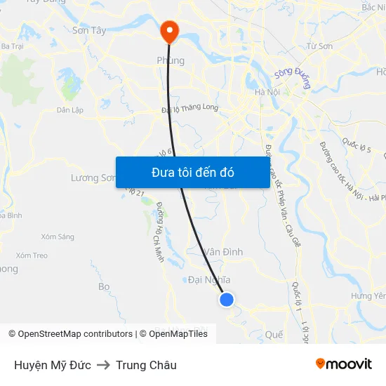 Huyện Mỹ Đức to Trung Châu map