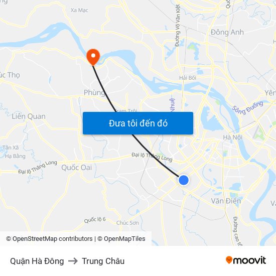 Quận Hà Đông to Trung Châu map