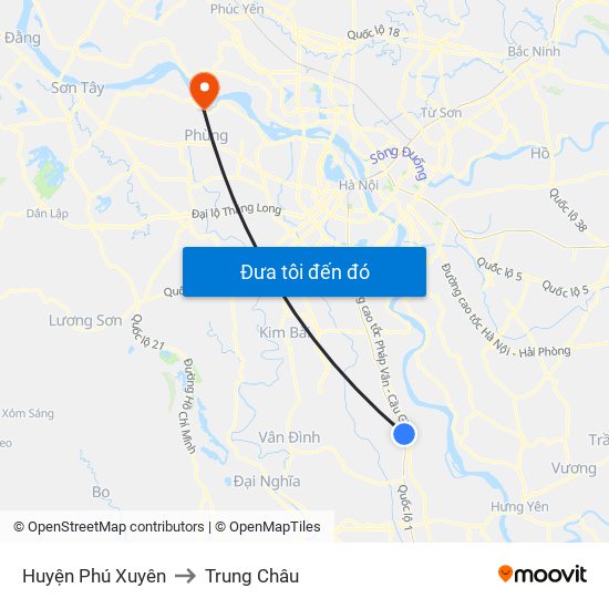 Huyện Phú Xuyên to Trung Châu map