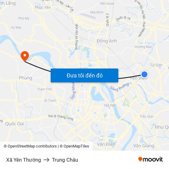 Xã Yên Thường to Trung Châu map