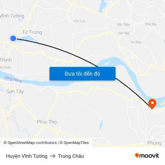 Huyện Vĩnh Tường to Trung Châu map