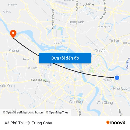 Xã Phú Thị to Trung Châu map