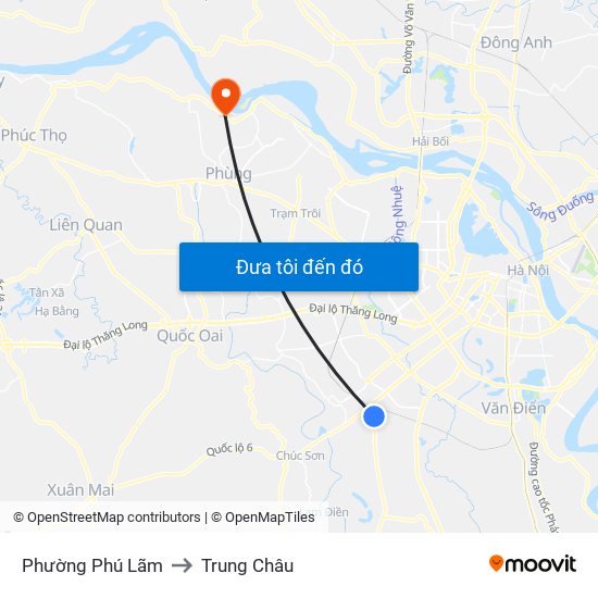 Phường Phú Lãm to Trung Châu map