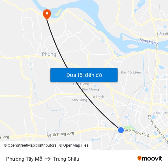 Phường Tây Mỗ to Trung Châu map