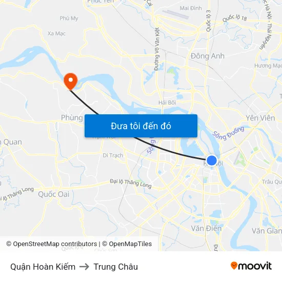 Quận Hoàn Kiếm to Trung Châu map