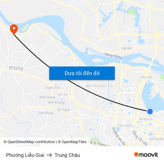 Phường Liễu Giai to Trung Châu map