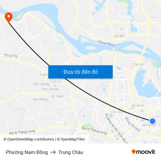 Phường Nam Đồng to Trung Châu map