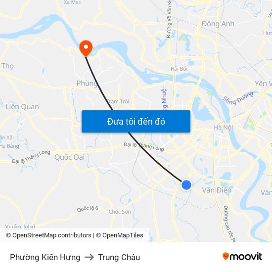 Phường Kiến Hưng to Trung Châu map