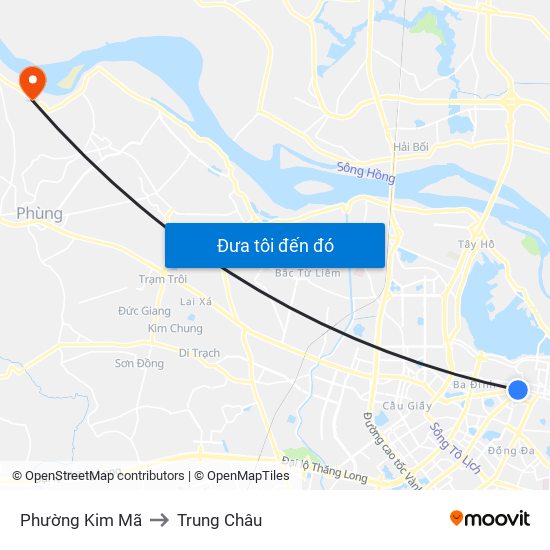 Phường Kim Mã to Trung Châu map