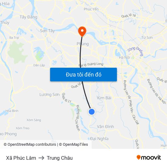 Xã Phúc Lâm to Trung Châu map