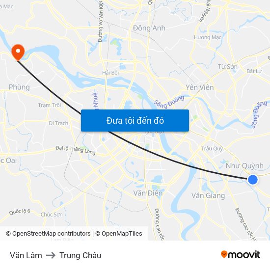 Văn Lâm to Trung Châu map