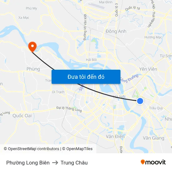 Phường Long Biên to Trung Châu map