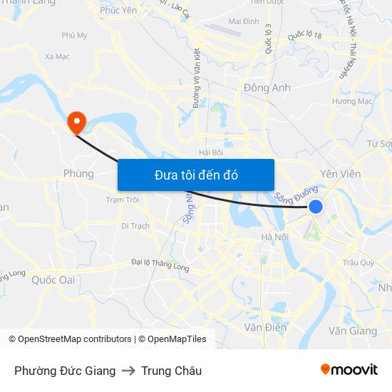 Phường Đức Giang to Trung Châu map