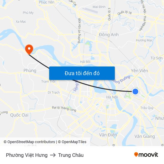 Phường Việt Hưng to Trung Châu map
