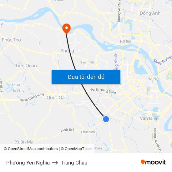 Phường Yên Nghĩa to Trung Châu map