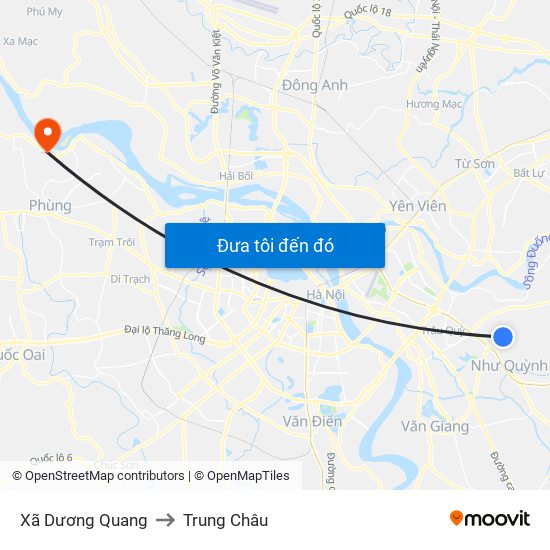 Xã Dương Quang to Trung Châu map