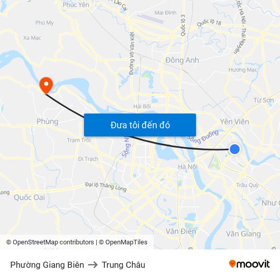 Phường Giang Biên to Trung Châu map
