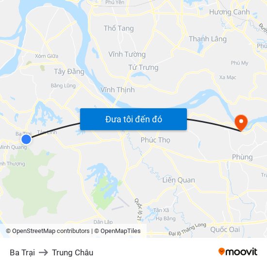 Ba Trại to Trung Châu map