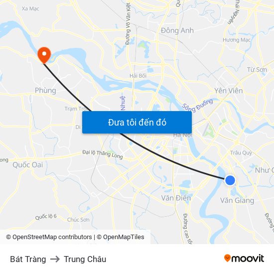 Bát Tràng to Trung Châu map