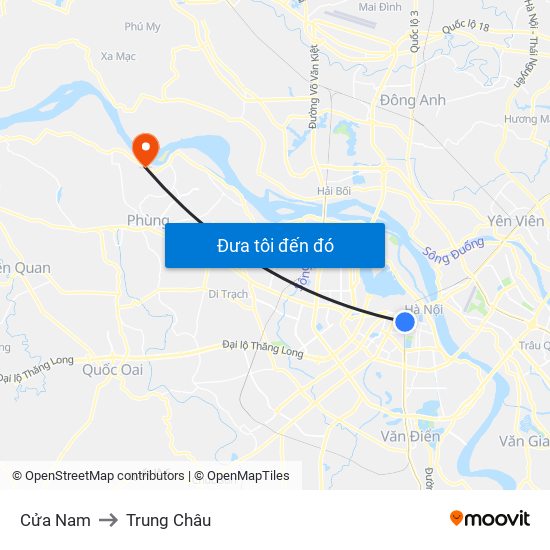 Cửa Nam to Trung Châu map