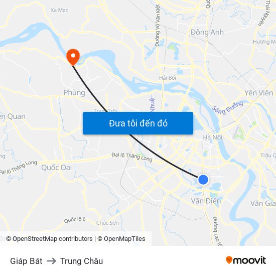 Giáp Bát to Trung Châu map