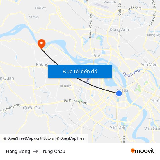 Hàng Bông to Trung Châu map